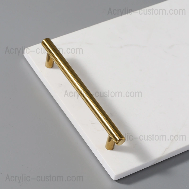 収納大理石トレイ-ゴールドハンドル付き大理石ボード