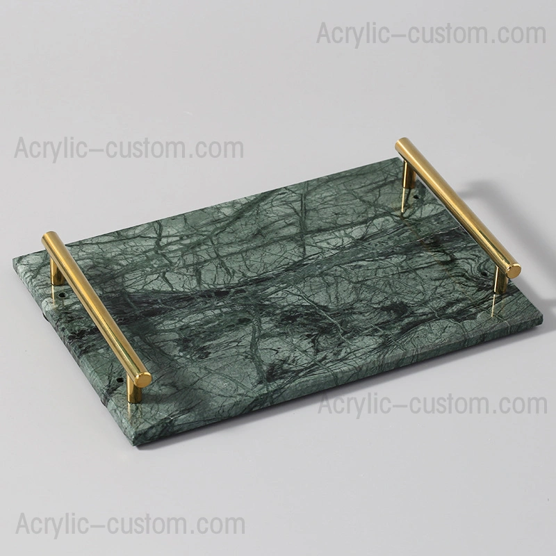収納大理石トレイ-ゴールドハンドル付き大理石ボード