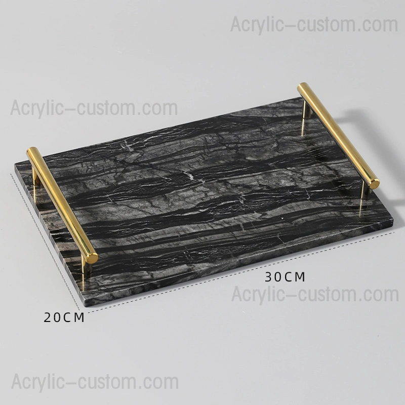 収納大理石トレイ-ゴールドハンドル付き大理石ボード