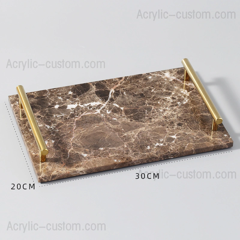 収納大理石トレイ-ゴールドハンドル付き大理石ボード