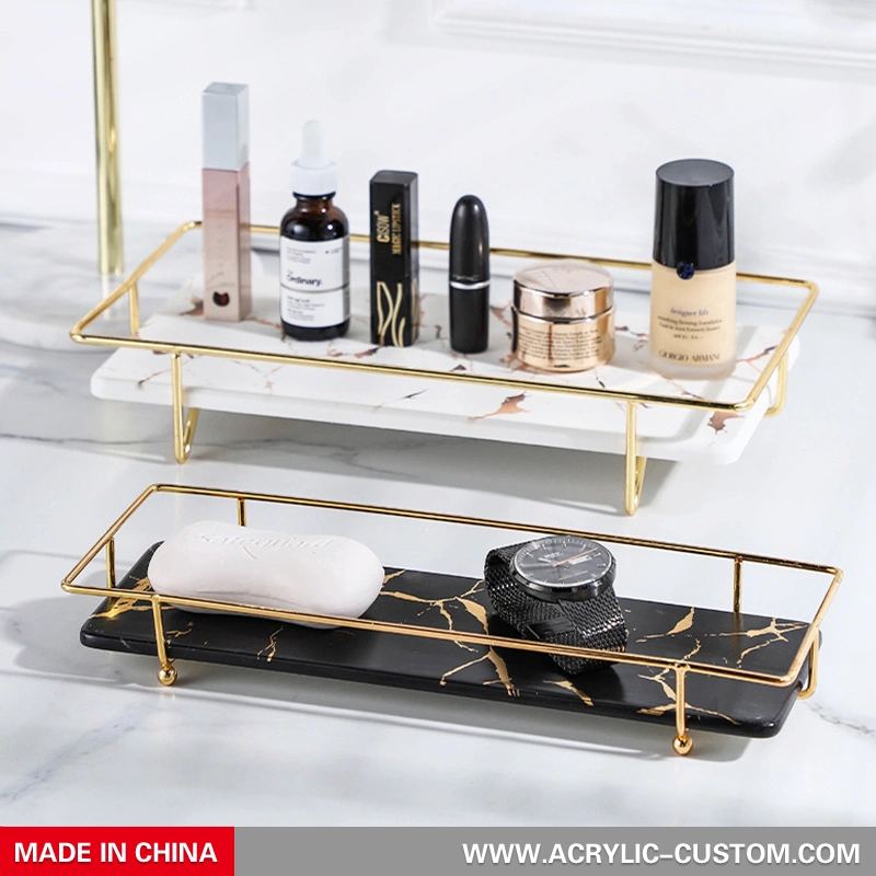バスルーム大理石トレイ-バニティ収納トレイ棚