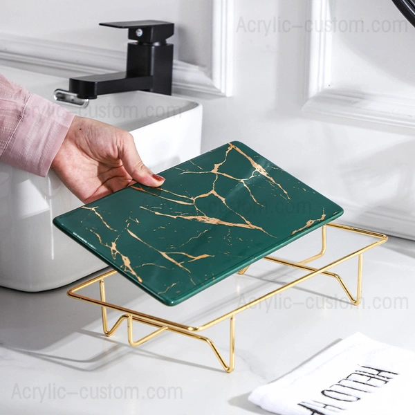 バスルーム大理石トレイ-バニティ収納トレイ棚