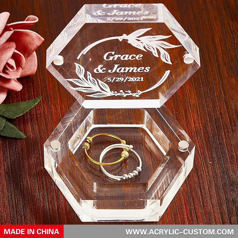 アクリルリングボックス-結婚式のアクリルリングベアラーボックス 
