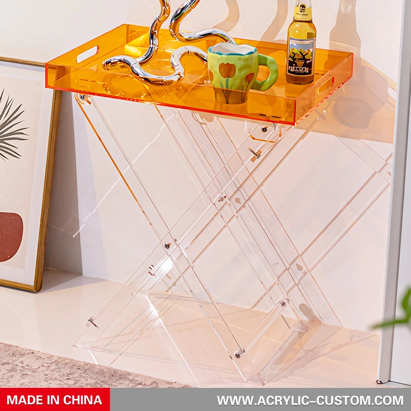 ルーサイト折りたたみトレイテーブル - アクリルコーヒーテーブル