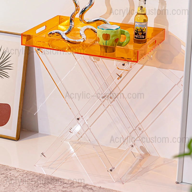 ルーサイト折りたたみトレイテーブル - アクリルコーヒーテーブル