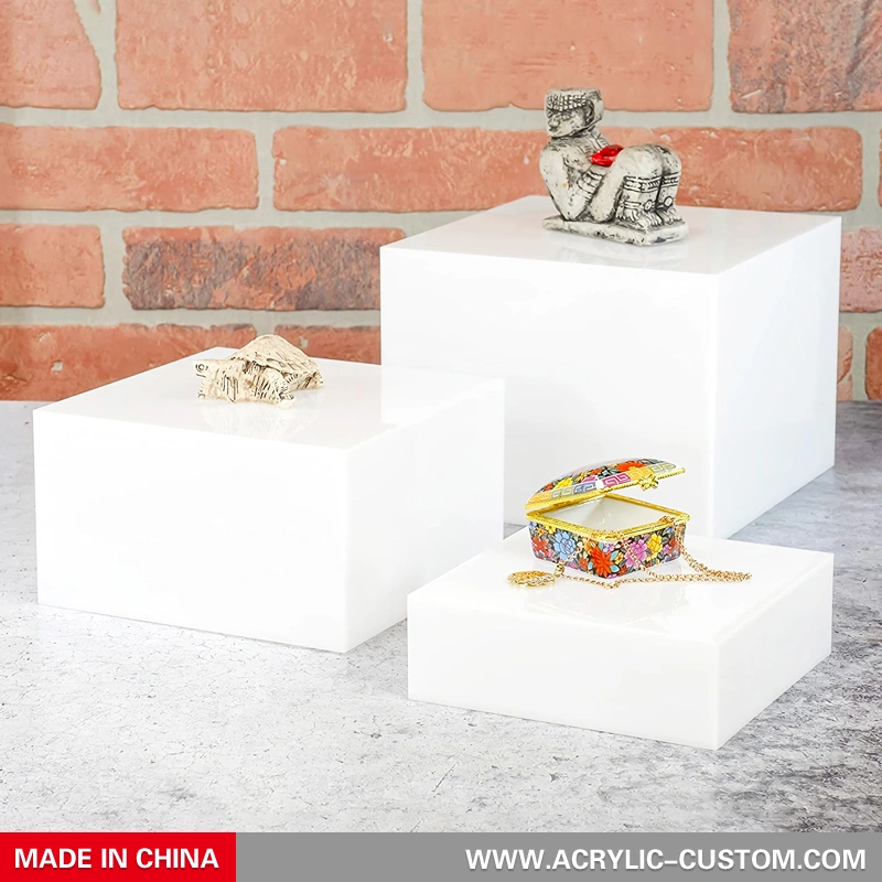 ホワイト アクリル キューブ ディスプレイ - パーティー ディスプレイ用アクリル ライザー