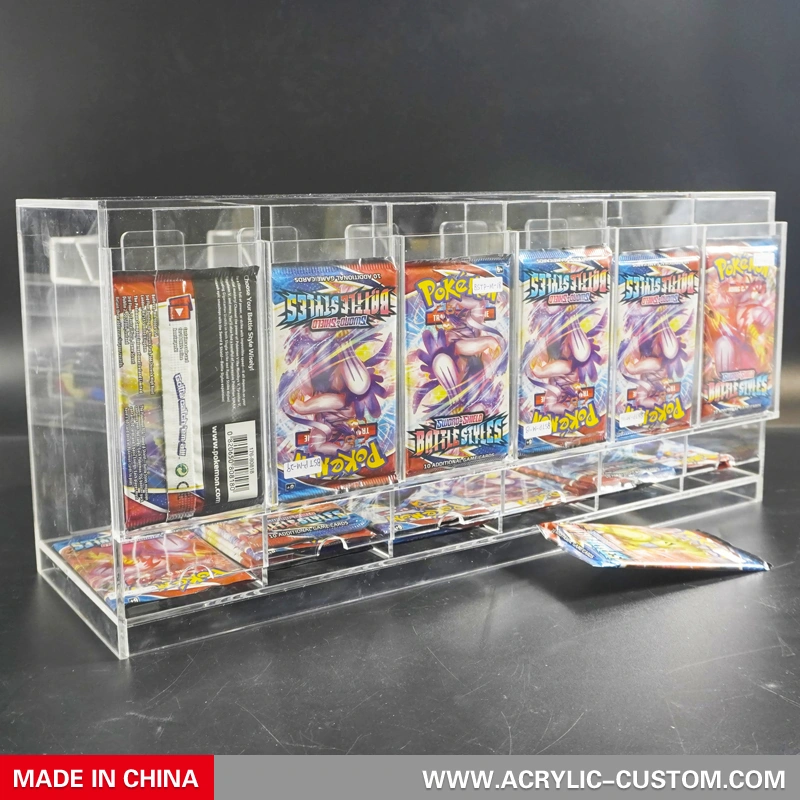 Fabricant Custom 3 Fente du compartiment de chargement arrière en acrylique  transparent distributeur Pokemon booster de cartes - Chine 3 L'emplacement  de l'acrylique Pack Distributeur et 3 emplacement de l'acrylique Booster  Pack