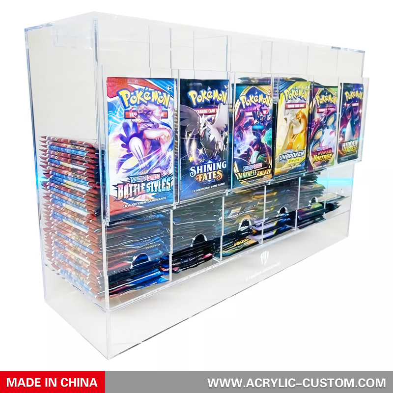 Clear Acrylic Booster Pack Dispenser For TCG Cards – 6 Slot, 3/16 Inch Thick UV