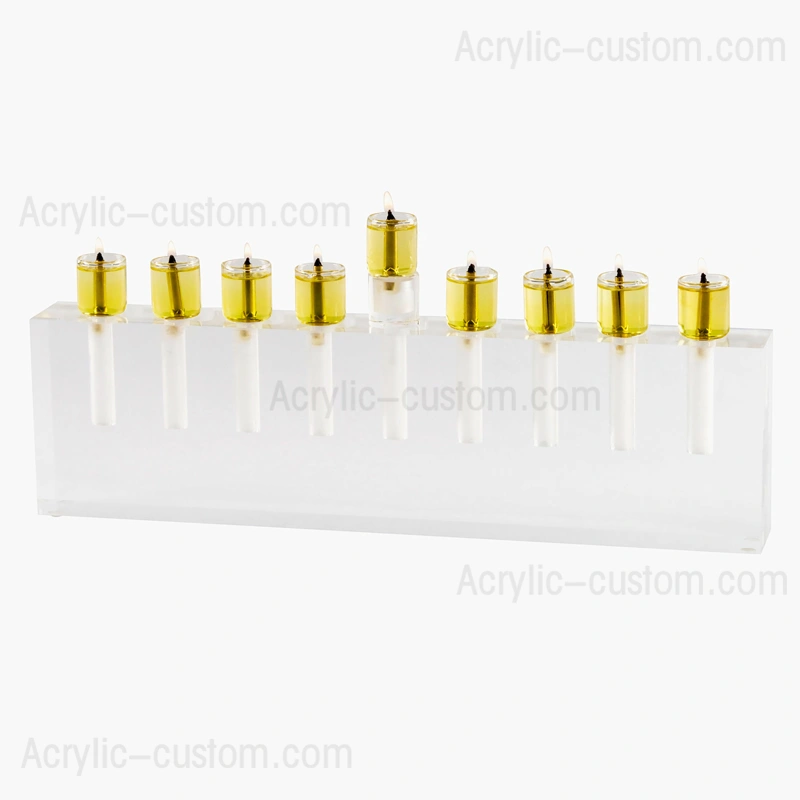 ハヌカ アクリル オイル本枝の燭台 - ルーサイト キャンドル ホルダー