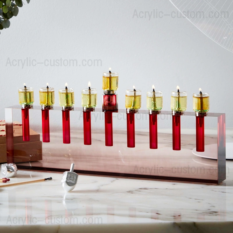 アクリル本枝の燭台 - ハヌカ オイル本枝の燭台