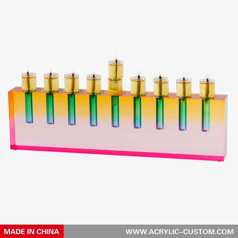 マルチカラー オイル本枝の燭台 - ハヌカ アクリル本枝の燭台