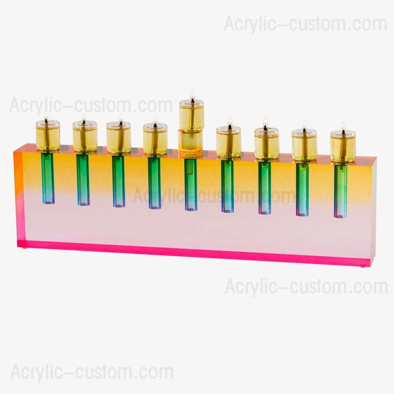 マルチカラー オイル本枝の燭台 - ハヌカ アクリル本枝の燭台