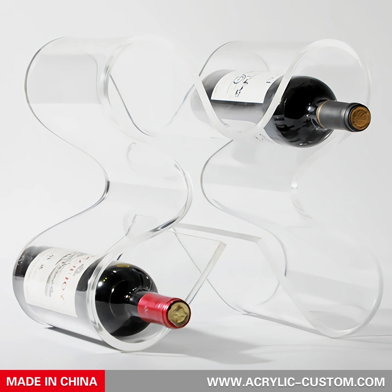 湾曲したワインラック - アクリルワインボトルホルダーディスプレイ