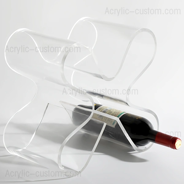 湾曲したワインラック - アクリルワインボトルホルダーディスプレイ