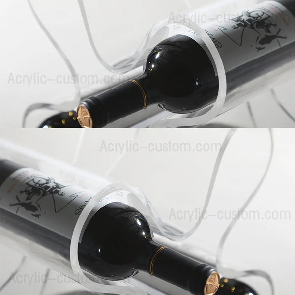 湾曲したワインラック - アクリルワインボトルホルダーディスプレイ