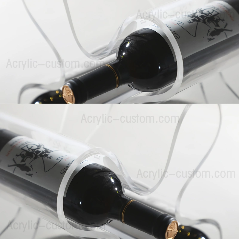 湾曲したワインラック - アクリルワインボトルホルダーディスプレイ