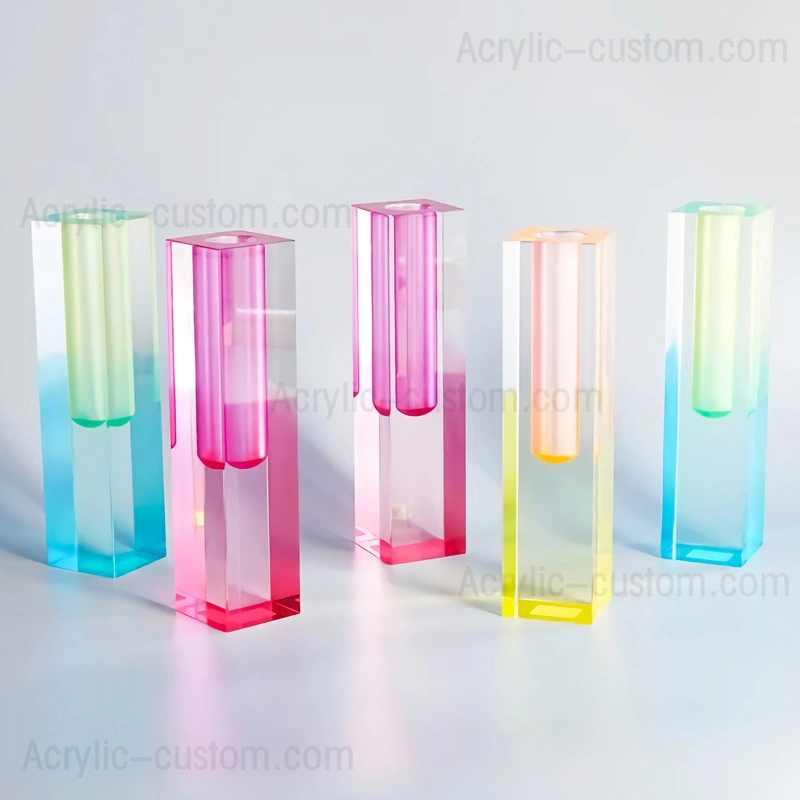Acrylic Flower Vases - Rainbow Pillar Bud Vases