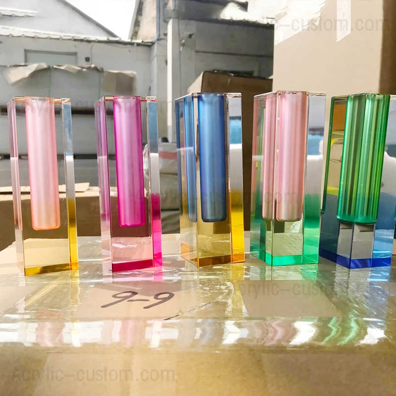Acrylic Flower Vases - Rainbow Pillar Bud Vases