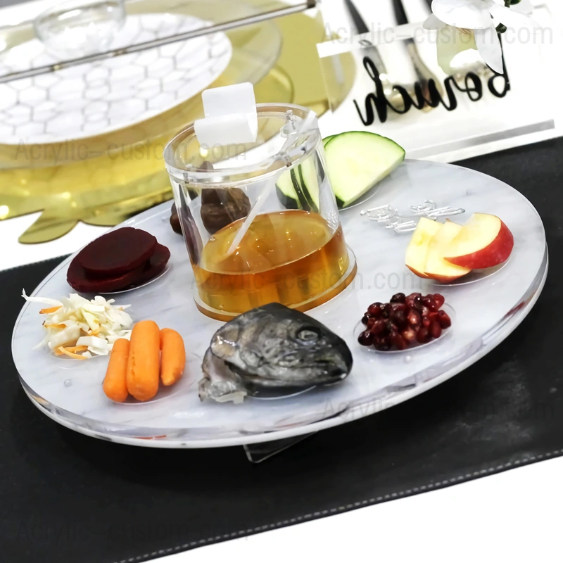 plato lucite simanim - plato redondo de seder con plato de miel