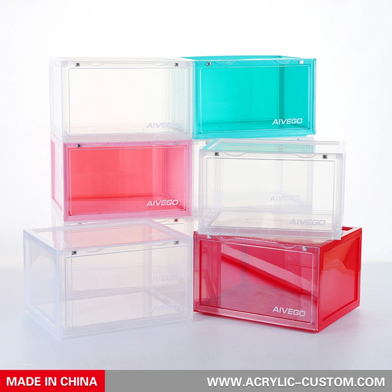 プラスチック製の積み重ね可能な靴箱-スニーカー収納ボックス