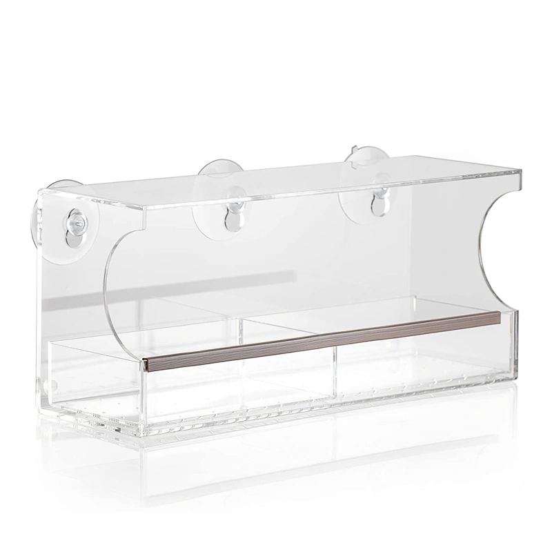 アクリル製の鳥の餌箱と吸盤付きの透明な窓の鳥の餌箱