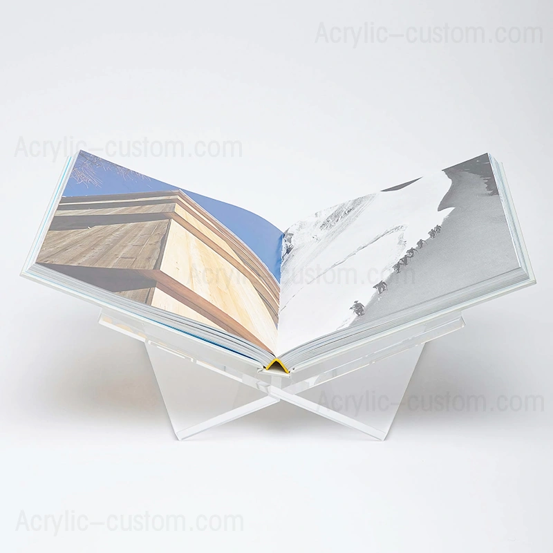 アクリルブックスタンド| 開いた卓上クリア本棚