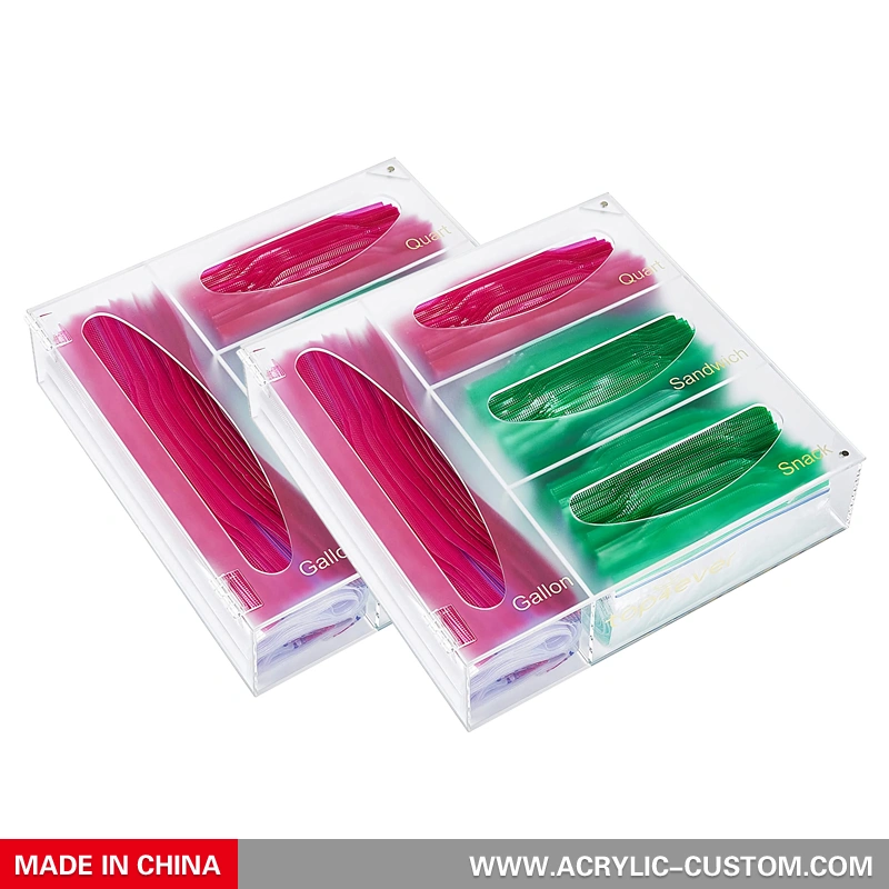 アクリルジップロックバッグオーガナイザー-ビニール袋オーガナイザーコンテナ