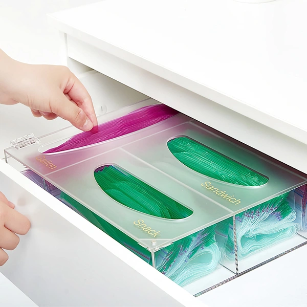 Acryl-Druckverschlussbeutel-Organizer – Kunststoffbeutel-Organizer-Behälter