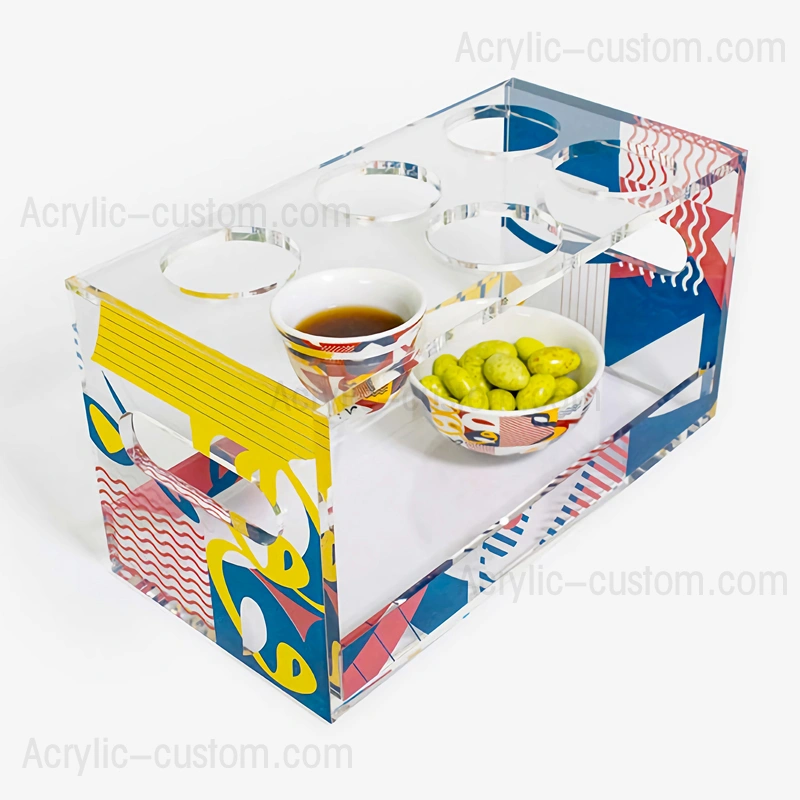 Abstract Coffee Cup Serving Tray Holder - Acrylic Trays