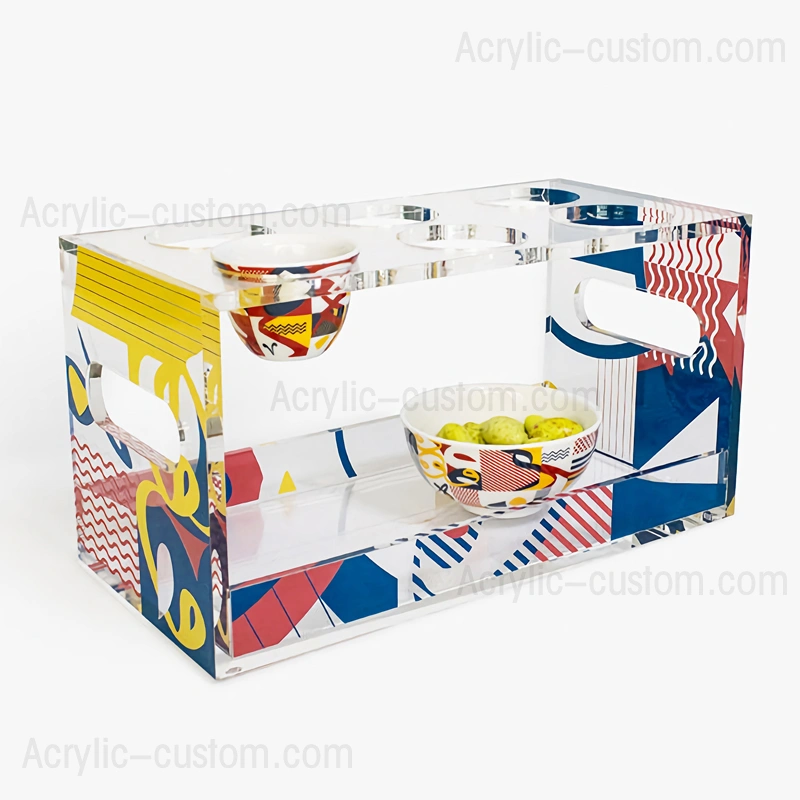 Abstract Coffee Cup Serving Tray Holder - Acrylic Trays