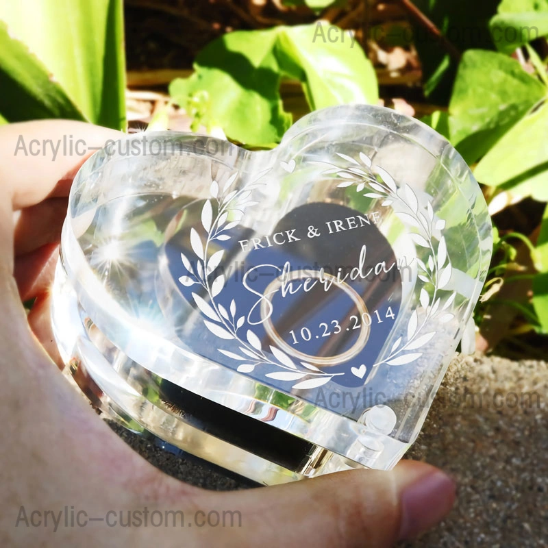 مربع حلقة الاكريليك - صندوق مجوهرات حامل محفور مخصص