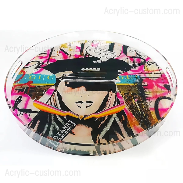 Round Acrylic Tray - Custom Pattern Decor Serving Tray