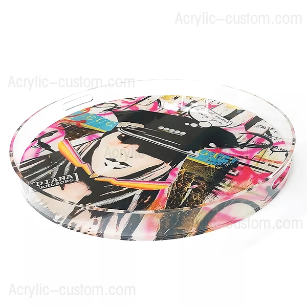 Round Acrylic Tray - Custom Pattern Decor Serving Tray