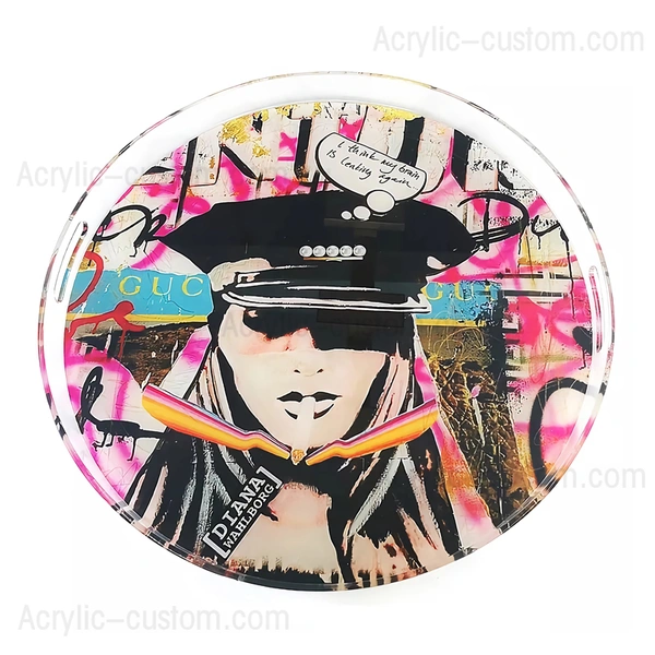 Round Acrylic Tray - Custom Pattern Decor Serving Tray