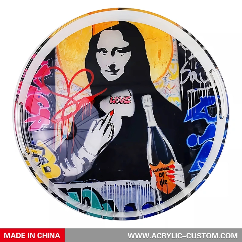 カスタムアートワークアクリルトレイ-UVパターン装飾ルーサイトトレイ