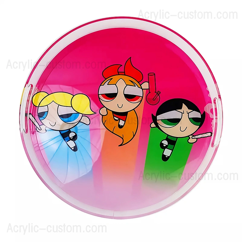 カスタムアートワークアクリルトレイ-UVパターン装飾ルーサイトトレイ