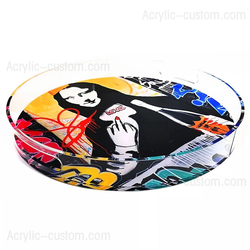 カスタムアートワークアクリルトレイ-UVパターン装飾ルーサイトトレイ