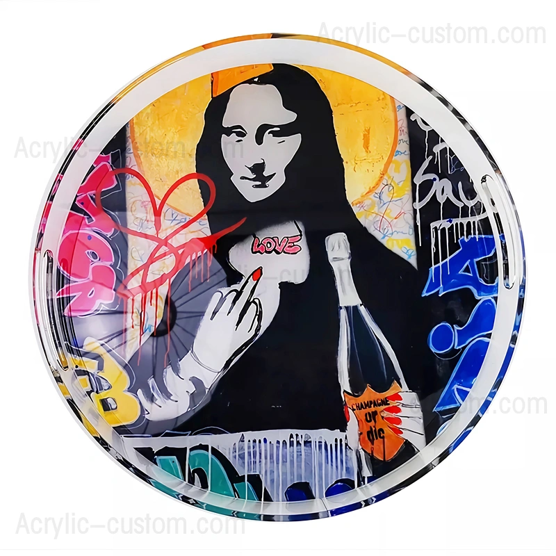 カスタムアートワークアクリルトレイ-UVパターン装飾ルーサイトトレイ