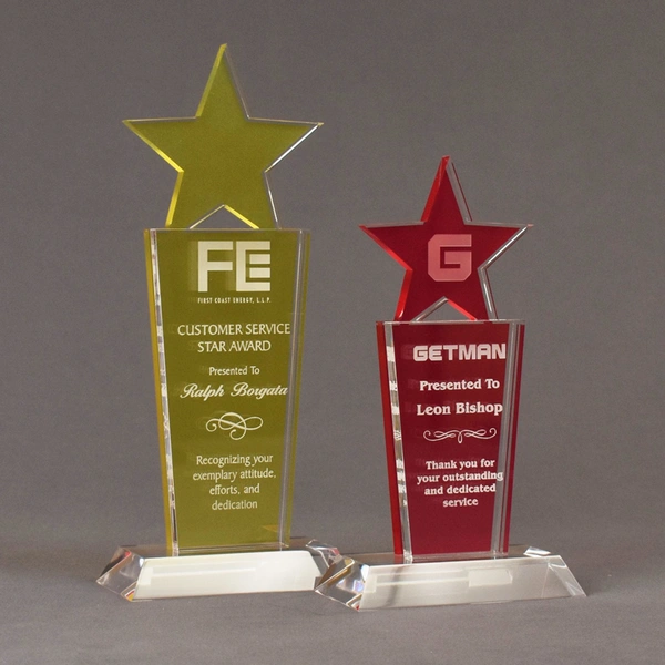 ルーサイトパーフェクトアワード-アクリルトロフィーとプラーク