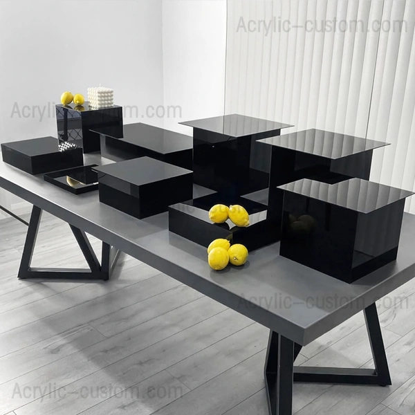 ensemble de rehausseurs alimentaires noirs - rehausseurs en acrylique pour l'affichage