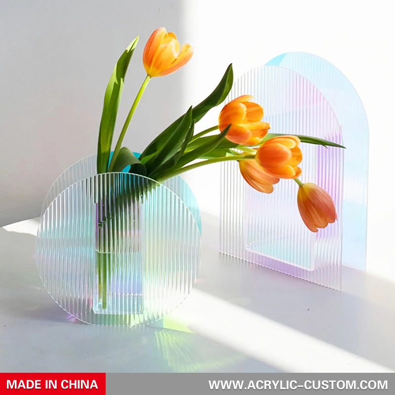 Iridescent Acrylic Ripple Vase - Décor Acrylic Vases
