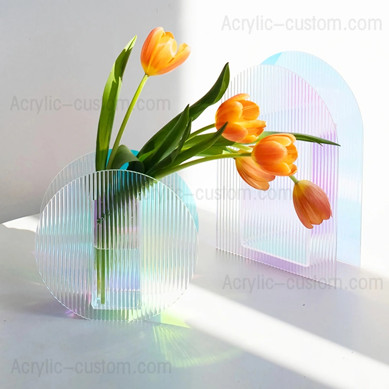 Iridescent Acrylic Ripple Vase - Décor Acrylic Vases