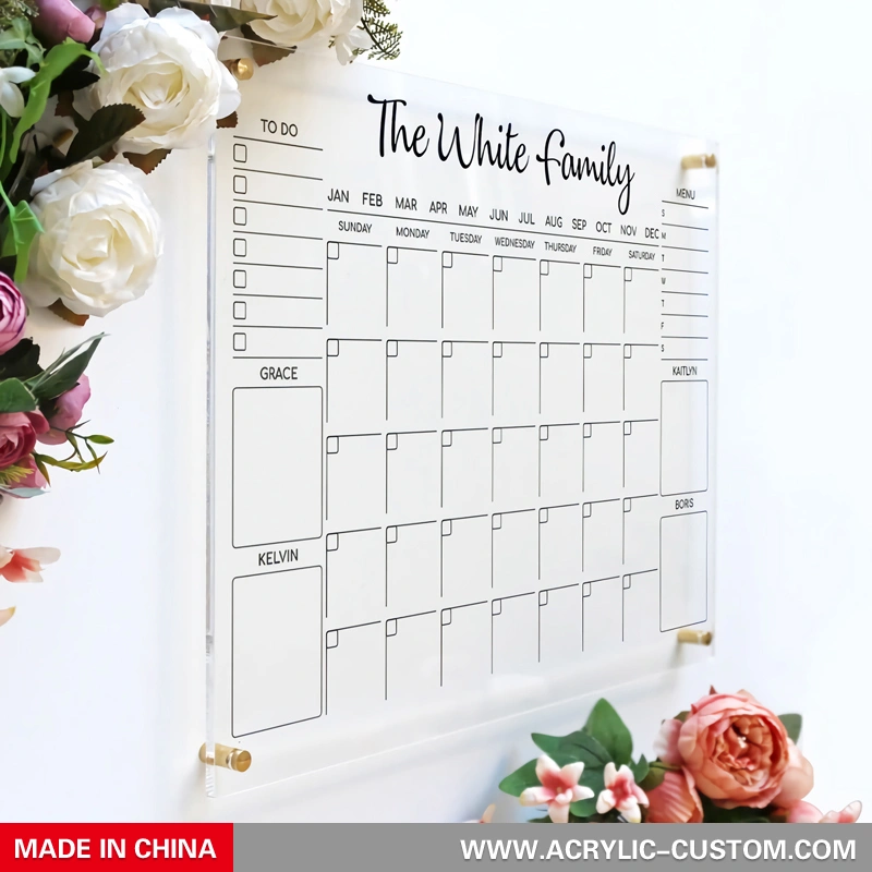 アクリルマンスリーカレンダー ホワイトボードウォールアクリルカレンダー