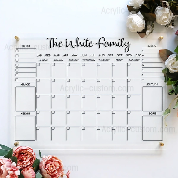 アクリルマンスリーカレンダー ホワイトボードウォールアクリルカレンダー