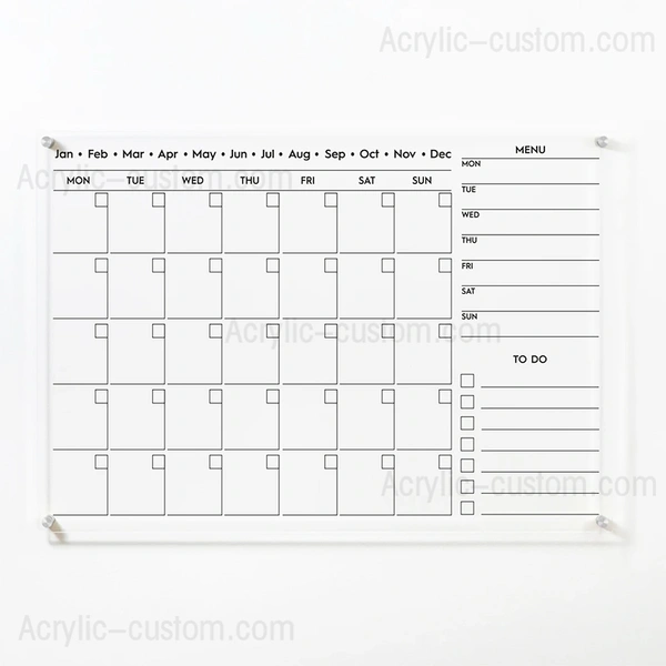 ミニマリストのアクリル壁掛けカレンダー - ホワイトボードの月間アクリルカレンダー