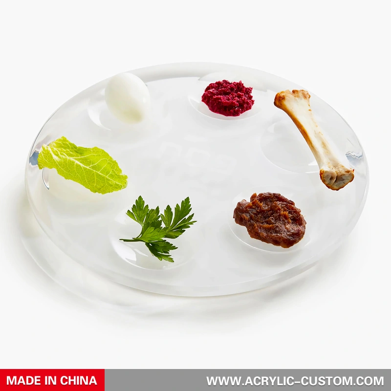 ラウンド ルーサイト セダー プレート - 過ぎ越しのセダー プレート