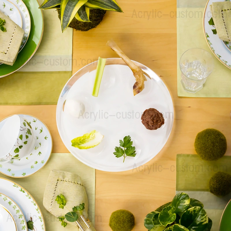 ラウンド ルーサイト セダー プレート - 過ぎ越しのセダー プレート