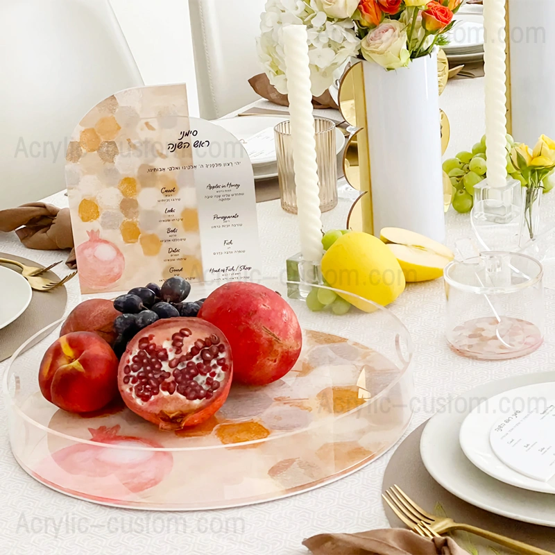 ラウンド アクリル トレイ - ハンドル付きルーサイト ラウンド トレイを塗装