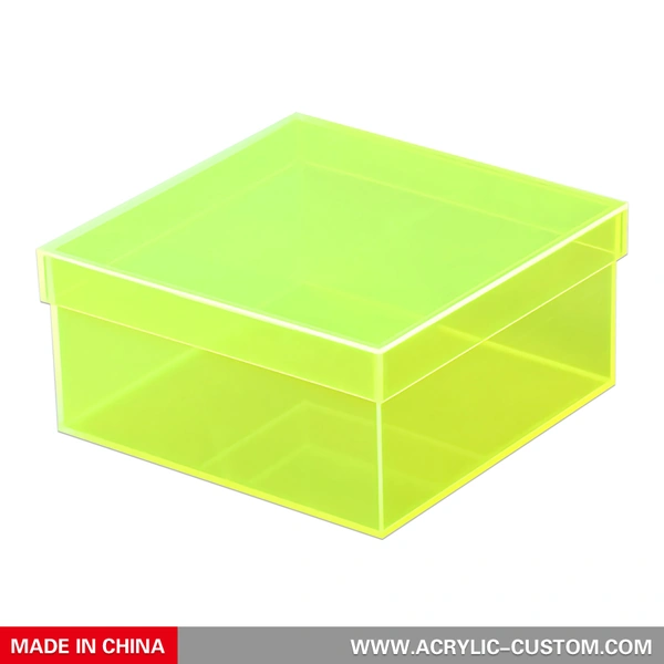 Yellow Acrylic Box - Lucite Box with Lid