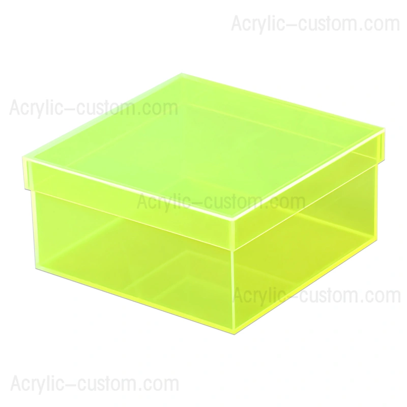 黄色のアクリル ボックス - ふた付きルーサイト ボックス